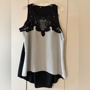 Black and White Sleeveless Lace Top